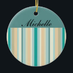 Seashore Stripes Pattern Keramisch Ornament<br><div class="desc">Seashore Stripes Pattern - met kleuren van het strand en zee - zand, oceaanblauw, hemelblauw en schuim. Ideaal voor mannen of vrouwen. We hebben alle afbeeldingen die in dit ontwerp worden gebruikt, aanpasbaar gemaakt - U kunt met hen afspelen op uw harteninhoud - Klik op de knop 'CustomizeThis' van het...</div>