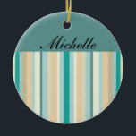 Seashore Stripes Pattern Keramisch Ornament<br><div class="desc">Seashore Stripes Pattern - met kleuren van het strand en zee - zand, oceaanblauw, hemelblauw en schuim. Ideaal voor mannen of vrouwen. We hebben alle afbeeldingen die in dit ontwerp worden gebruikt, aanpasbaar gemaakt - U kunt met hen afspelen op uw harteninhoud - Klik op de knop 'CustomizeThis' van het...</div>