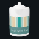 Seashore Stripes Pattern Theepot<br><div class="desc">Seashore Stripes Pattern - met kleuren van het strand en zee - zand, oceaanblauw, hemelblauw en schuim. Ideaal voor mannen of vrouwen. We hebben alle afbeeldingen die in dit ontwerp worden gebruikt, aanpasbaar gemaakt - U kunt met hen afspelen op uw harteninhoud - Klik op de knop 'CustomizeThis' van het...</div>