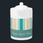 Seashore Stripes Pattern Theepot<br><div class="desc">Seashore Stripes Pattern - met kleuren van het strand en zee - zand, oceaanblauw, hemelblauw en schuim. Ideaal voor mannen of vrouwen. We hebben alle afbeeldingen die in dit ontwerp worden gebruikt, aanpasbaar gemaakt - U kunt met hen afspelen op uw harteninhoud - Klik op de knop 'CustomizeThis' van het...</div>