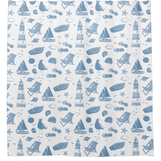Seashore Theme Shower Curtain Douchegordijn (Voorkant)