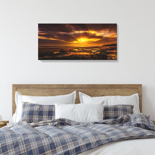 Seashore tijdens de zonsondergang canvas afdruk (Insitu (Slaapkamer))