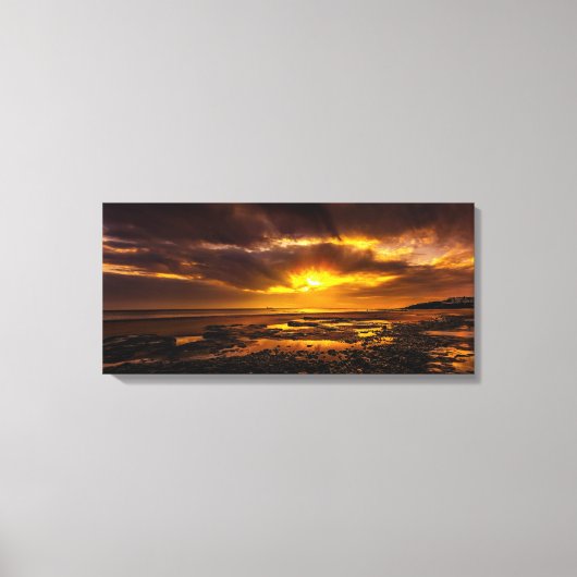 Seashore tijdens de zonsondergang canvas afdruk (Voorkant)