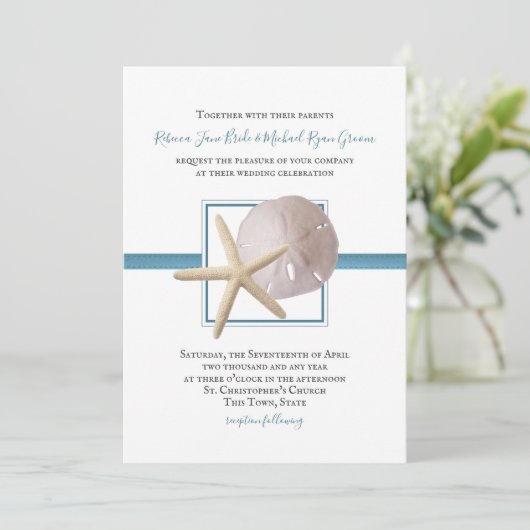 Seashore Treasures Ocean Beach bruiloft Kaart (Staand voorkant)