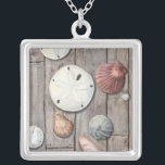 Seashore Treasures Zilver Vergulden Ketting<br><div class="desc">Megan Meagher staat bekend om haar eenvoudige kunstwerken. Dit afbeelding beschrijft de eenvoud van de schatten van de kust, inclusief zanddollars en seizoenen in een pastelkleurige toon. Meagher omringt een houten achtergrond in haar afbeelding om deze schatten te contrasteren. Profiteer vandaag van deze fijne kunstdruk op houtkleur op uw Zazzle-product....</div>