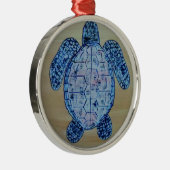 Seashore Turtle Metalen Ornament (Rechts)