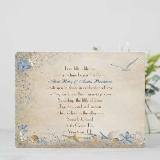 Seashore Wedding Kaart (Staand voorkant)