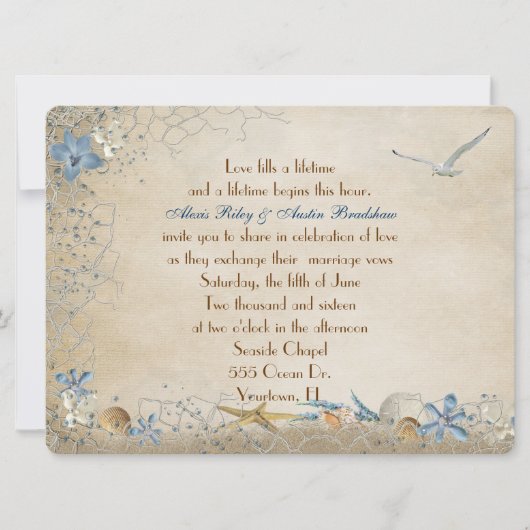 Seashore Wedding Kaart (Voorkant)