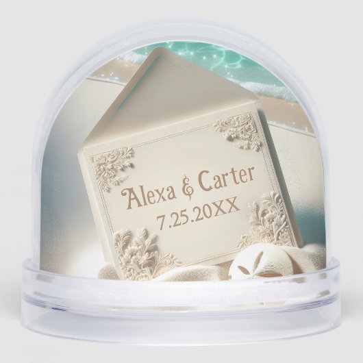 Seashore Wedding Names and Date Sneeuwbol (Voorkant)