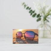 Seashore Zonsondergang Reflectie in Zonnebril Visitekaartje (Staand voorkant)