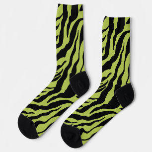 Seasick Zebra, groen en zwart gestreept patroon Sokken