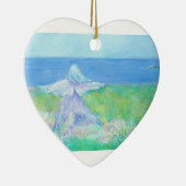 Seaside Angel met Dolphin Heart Kerstversiering Keramisch Ornament (Rechts)