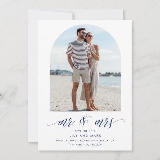 Seaside Arch Photo Beach Wedding Save The Date (Voorkant)