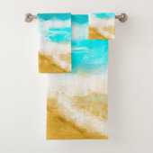 Seaside Beach House Turquoise Ocean Waves Bad Handdoek (Insitu)