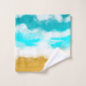 Seaside Beach House Turquoise Ocean Waves Bad Handdoek (Wasdoekje)