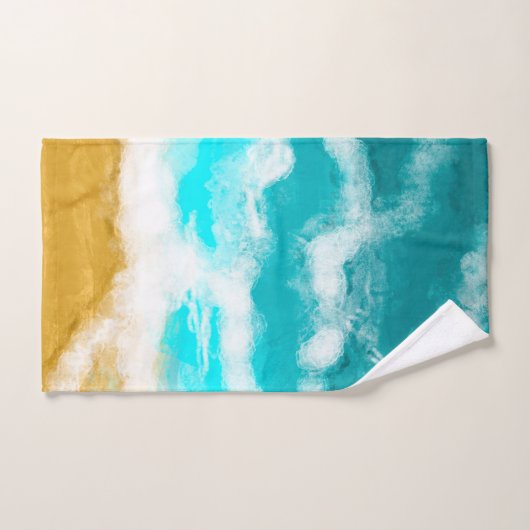 Seaside Beach House Turquoise Ocean Waves Bad Handdoek (Handdoek)