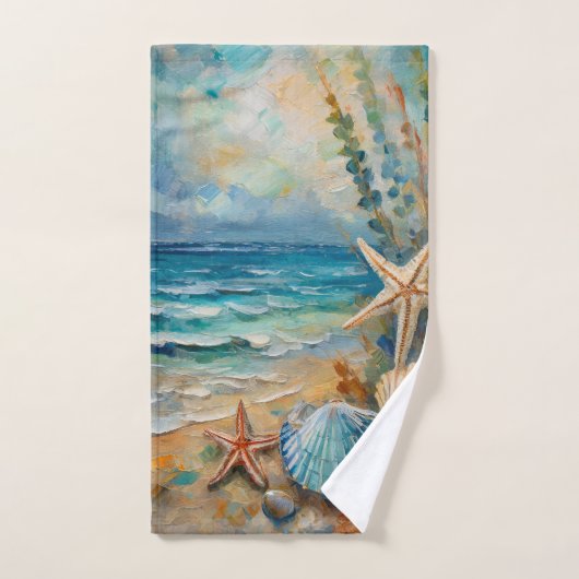 Seaside Beach Nautisch Zee Shell Bad Handdoek (Handdoek)