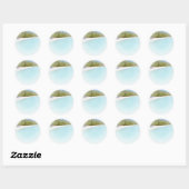 Seaside Beach Palms Blue Sky Zee Blank Sjabloon Ronde Sticker (Vel)