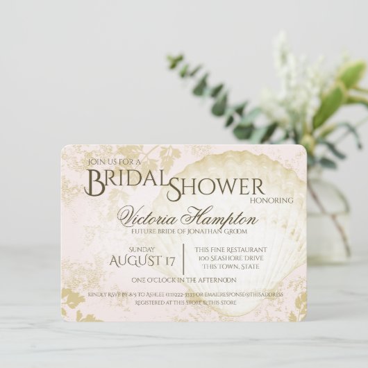 Seaside  Beach Pink Blush Vrijgezellenfeest Kaart (Staand voorkant)