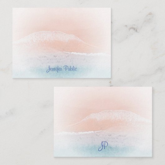 Seaside Beach Sand Monogram Hand Script Sjabloon (Voorkant / Achterkant)