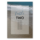 Seaside Beach & Sand Wedding Guest Names Kaart (Achterkant)