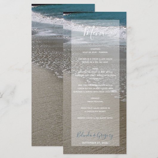 Seaside Beach & Sand Wedding Menu (Voorkant / Achterkant)