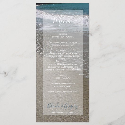 Seaside Beach & Sand Wedding Menu (Voorkant)