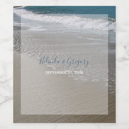 Seaside Beach & Sand Wedding Wijn Etiket (Enkel label)