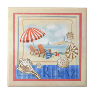 Seaside Beach Scene Art Tile Tegeltje
