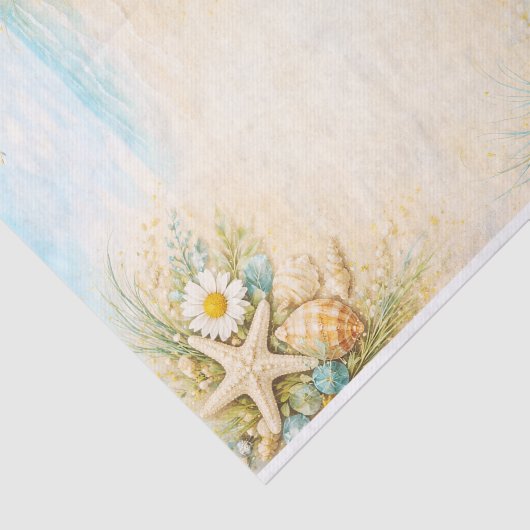 Seaside Beach Shell & Starfish Frame FE9 Decoupage Tissuepapier (Detail)