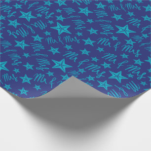 Seaside Beach Wedding Oceaan Zeester Naadloos Blau Cadeaupapier