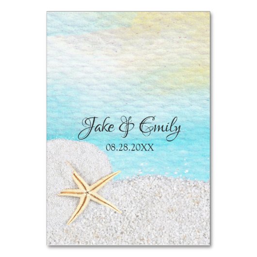 Seaside Beach White Sand Table Number Kaart (Achterkant)