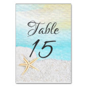 Seaside Beach White Sand Table Number Kaart (Voorkant)