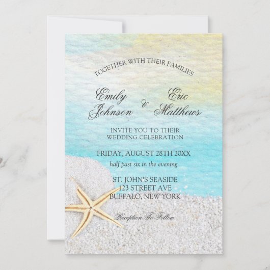 Seaside Beach White Sand Wedding Kaart (Voorkant)