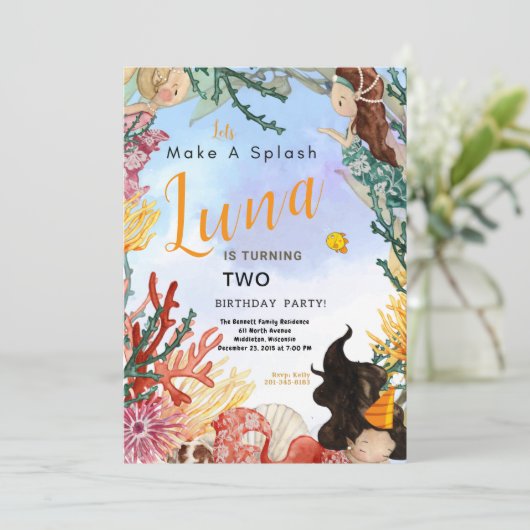 Seaside Birthday Invitation Kaart (Staand voorkant)