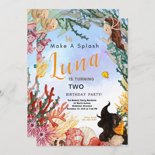 Seaside Birthday Invitation Kaart (Voorkant / Achterkant)