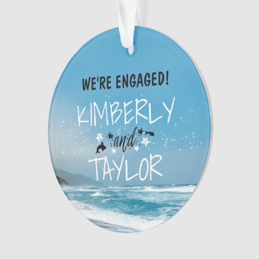 Seaside - Blue Beach bruiloft / Verloving Ornament (voorkant)