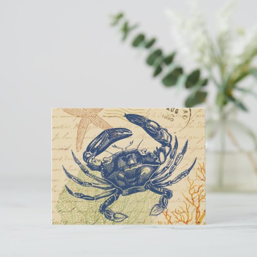 Seaside Blue Crab Collage Briefkaart (Staand voorkant)