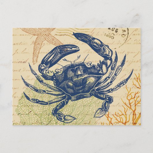 Seaside Blue Crab Collage Briefkaart (Voorkant)