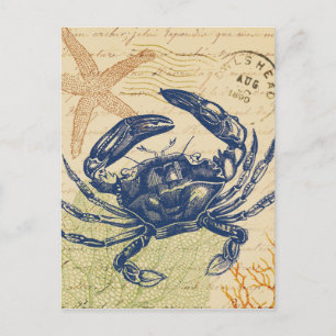 Seaside Blue Crab Collage Briefkaart
