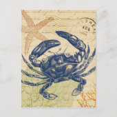 Seaside Blue Crab Collage Briefkaart (Voorkant)