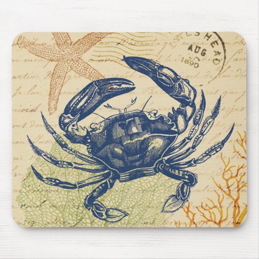 Seaside Blue Crab Collage Muismat (Voorkant)