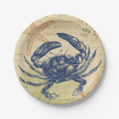 Seaside Blue Crab Collage Papieren Bordje (Voorkant)