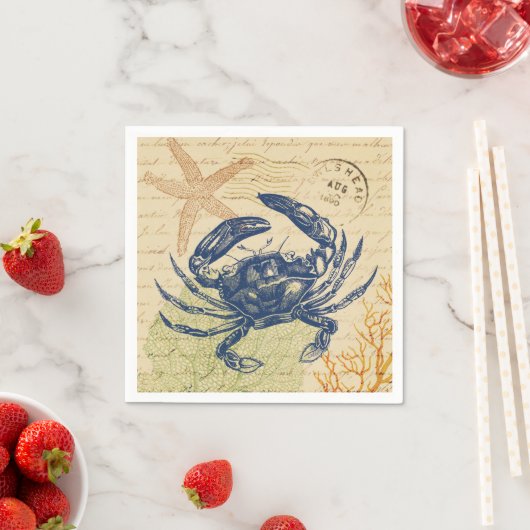 Seaside Blue Crab Collage Servet (Insitu)