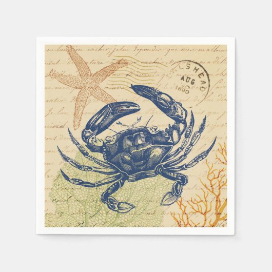 Seaside Blue Crab Collage Servet (Voorkant)