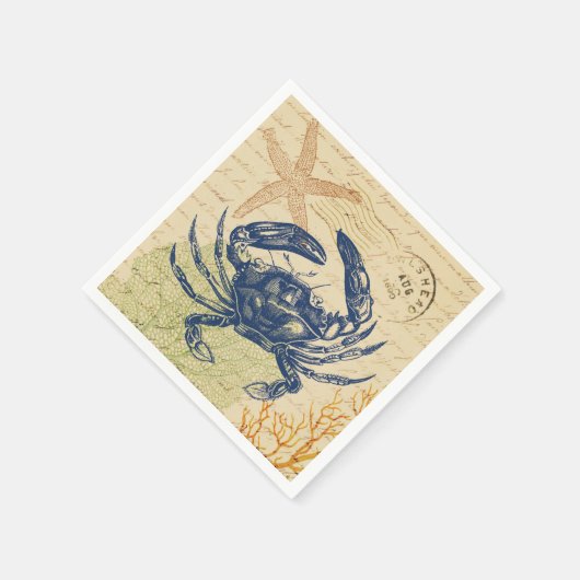 Seaside Blue Crab Collage Servet (Hoek)