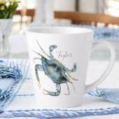Seaside Blue Crab met Jouw naam Latte Mok