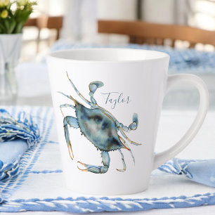 Seaside Blue Crab met Jouw naam Latte Mok