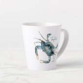 Seaside Blue Crab met Jouw naam Latte Mok (Rechterhoek)