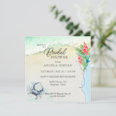Seaside Blue Crab Tropical Bridal Shower Kaart (Staand voorkant)